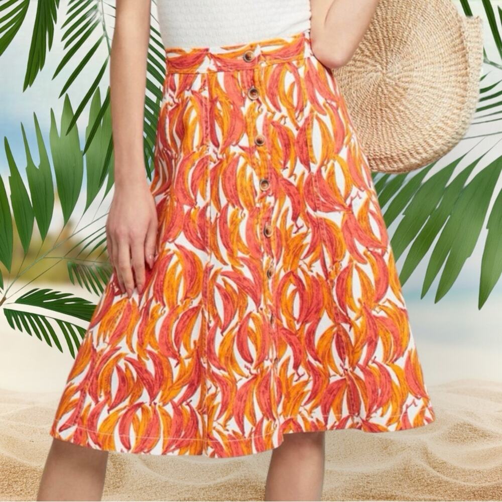 Anthropologie Maeve Banana Grove Denim
Midi Skirt Button Down Size 0
